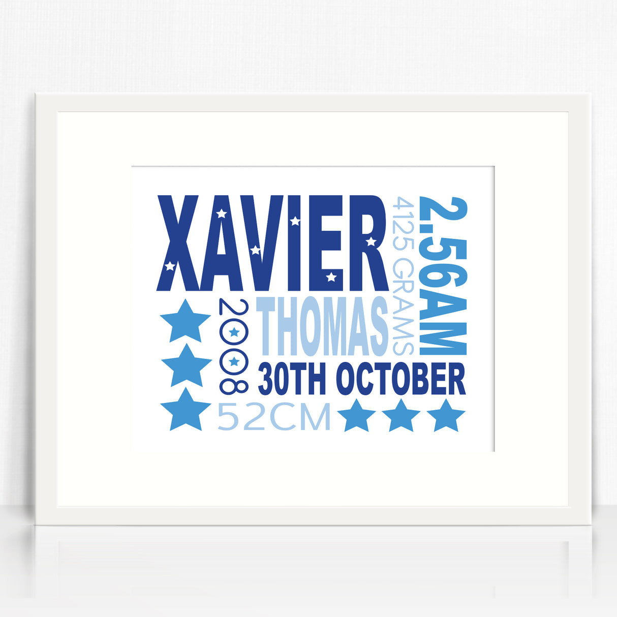 Xavier Text Birth Print