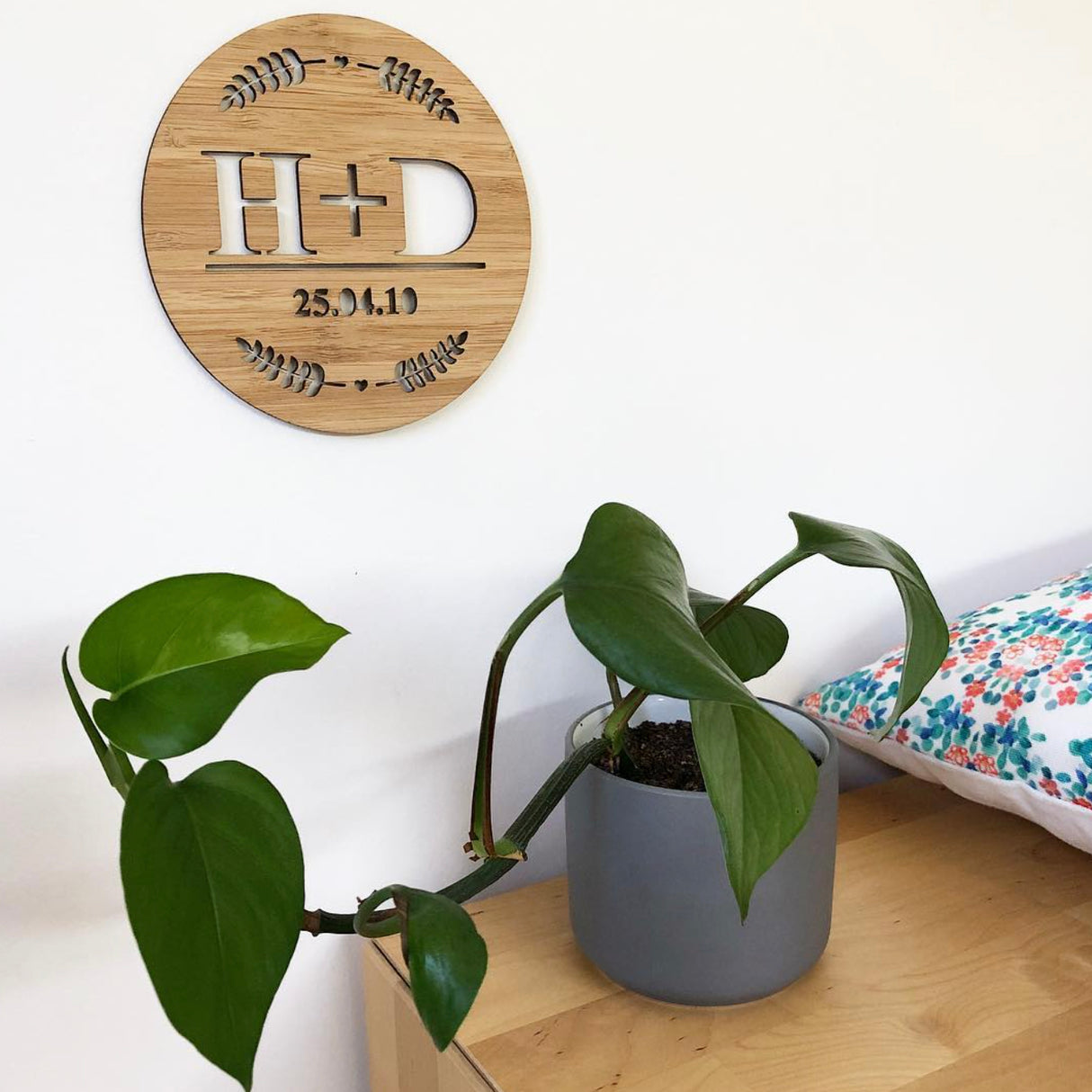 Leaves Initial and Wedding Plaque