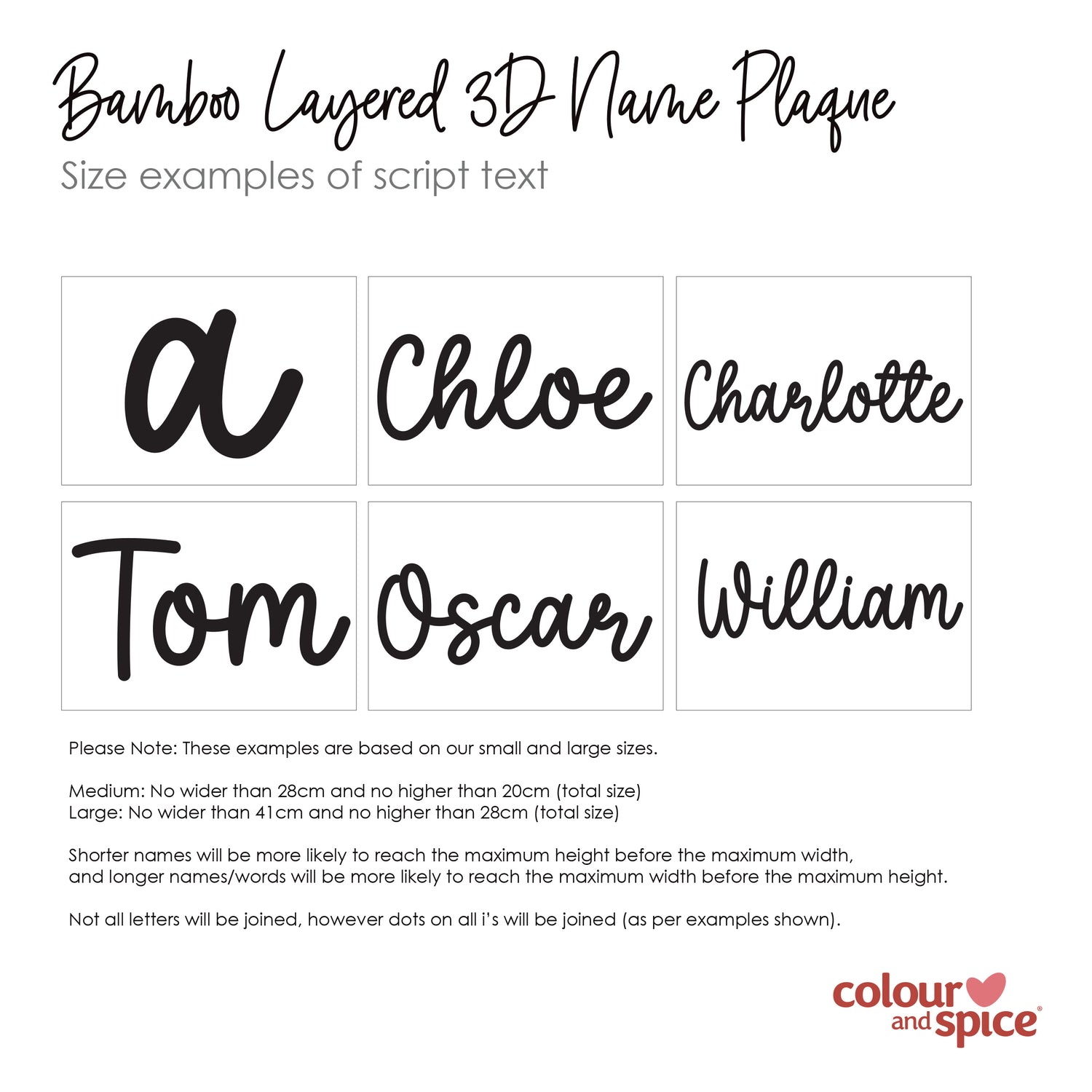 Personalised Double Layer Script Name Plaque (2 sizes, 2 colours)