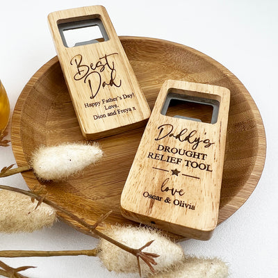 Personalised Engraved Wooden Bottle Opener (2 designs)
