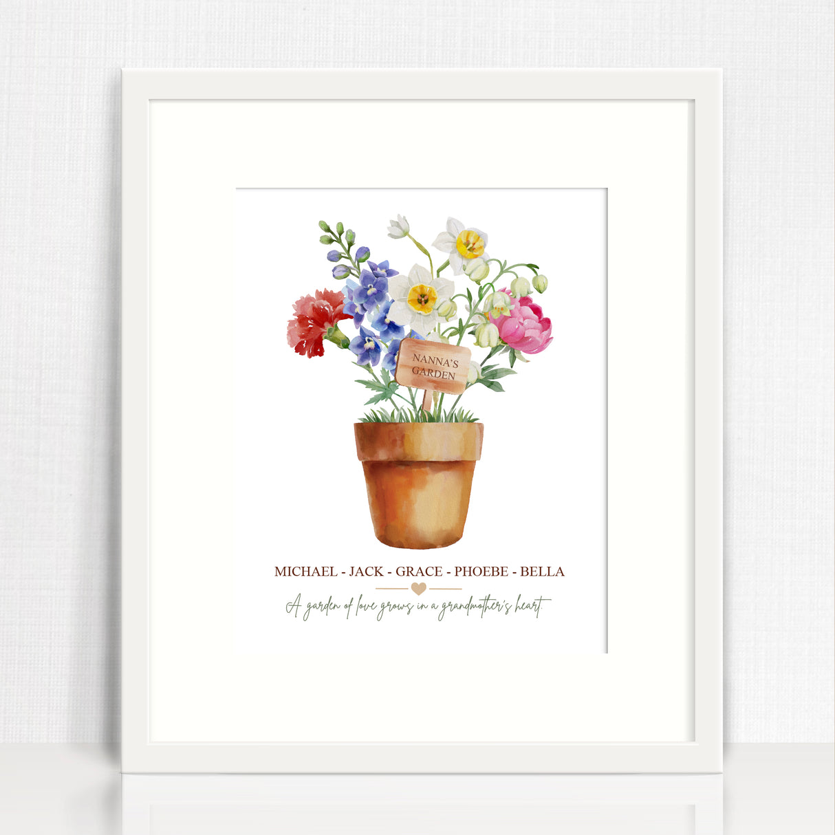 Bouquet Birth Flower Personalised Print