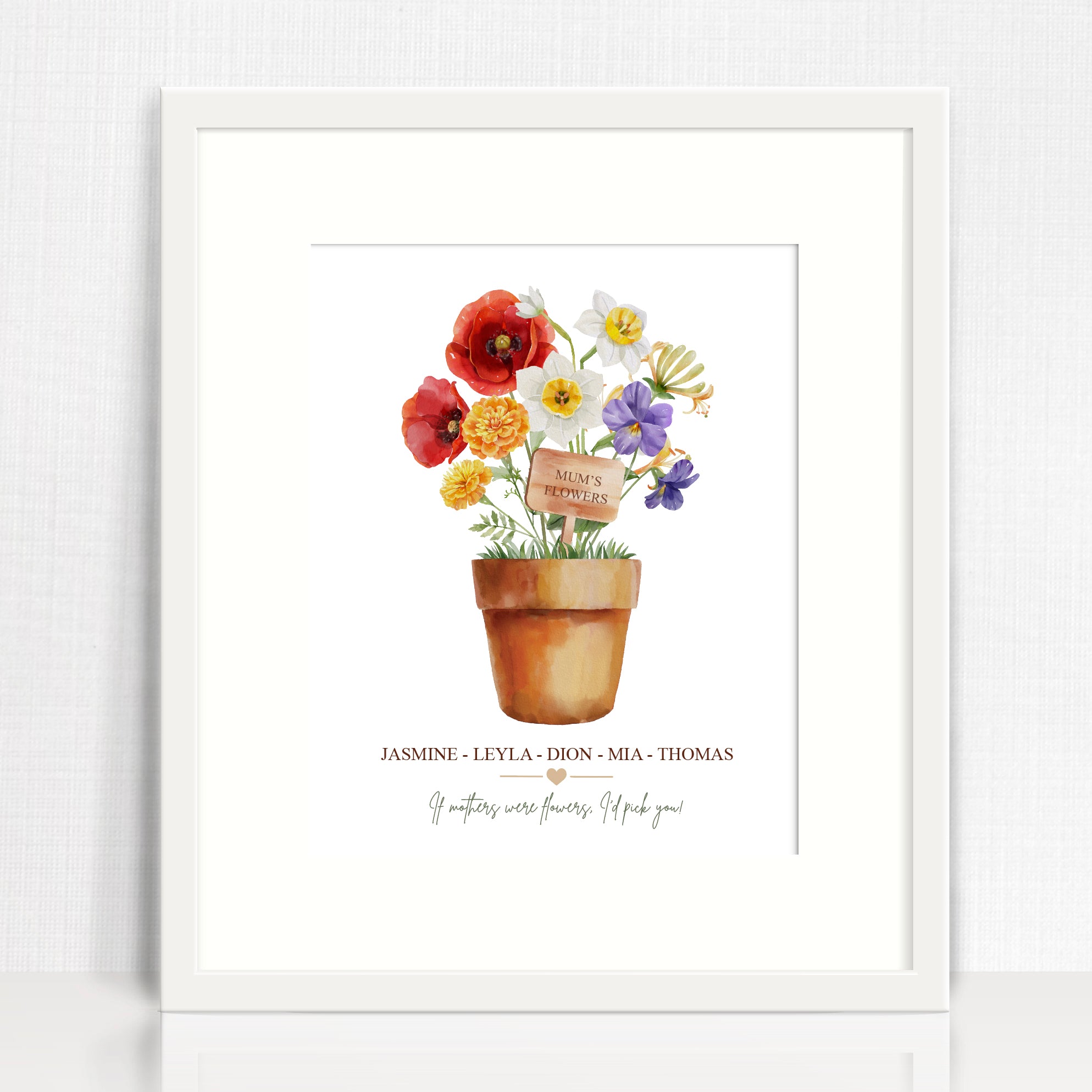 Bouquet Birth Flower Personalised Print