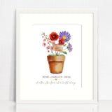 Bouquet Birth Flower Personalised Print