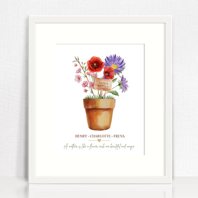Bouquet Birth Flower Personalised Print