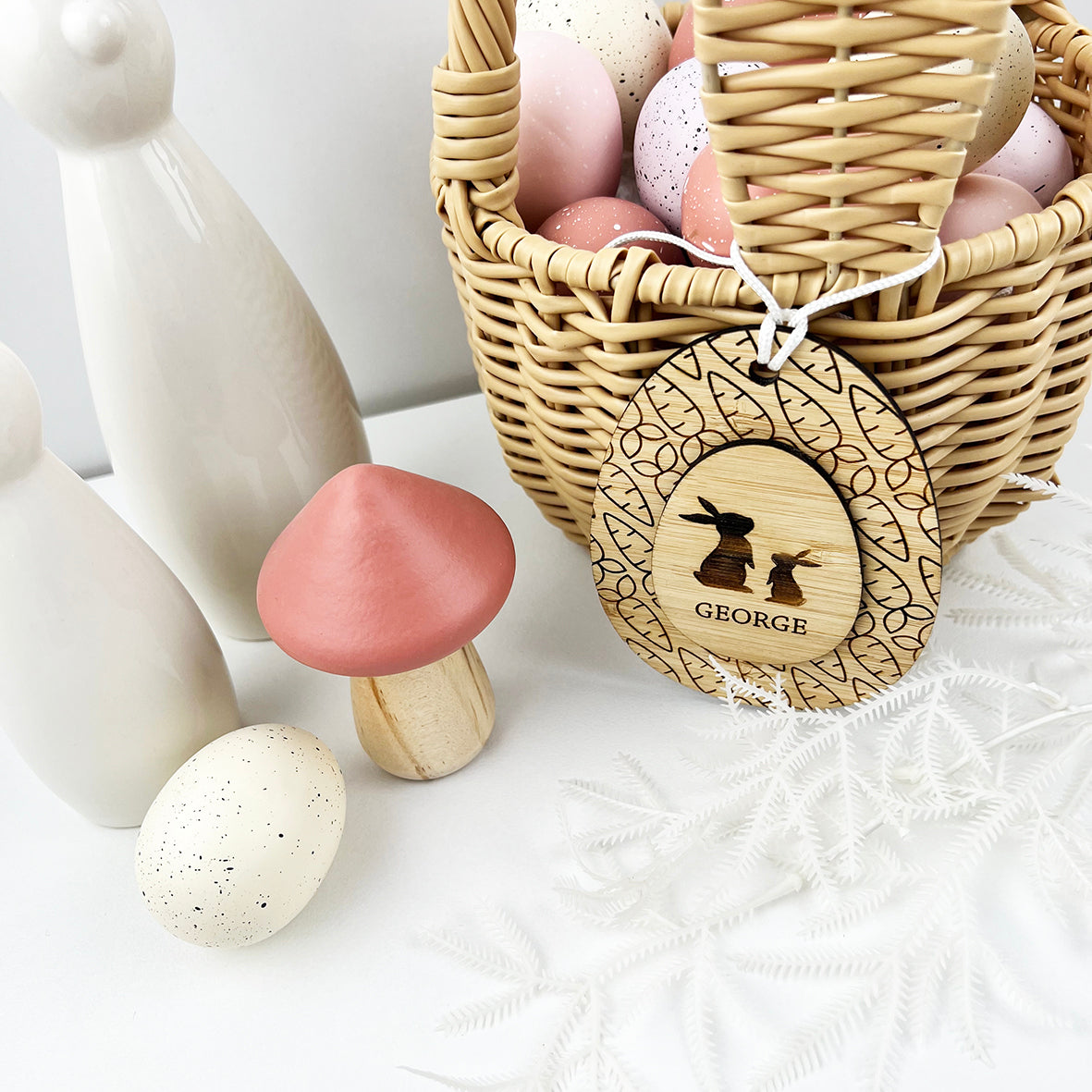 Carrot & Bunnies 3D Easter Name Tag