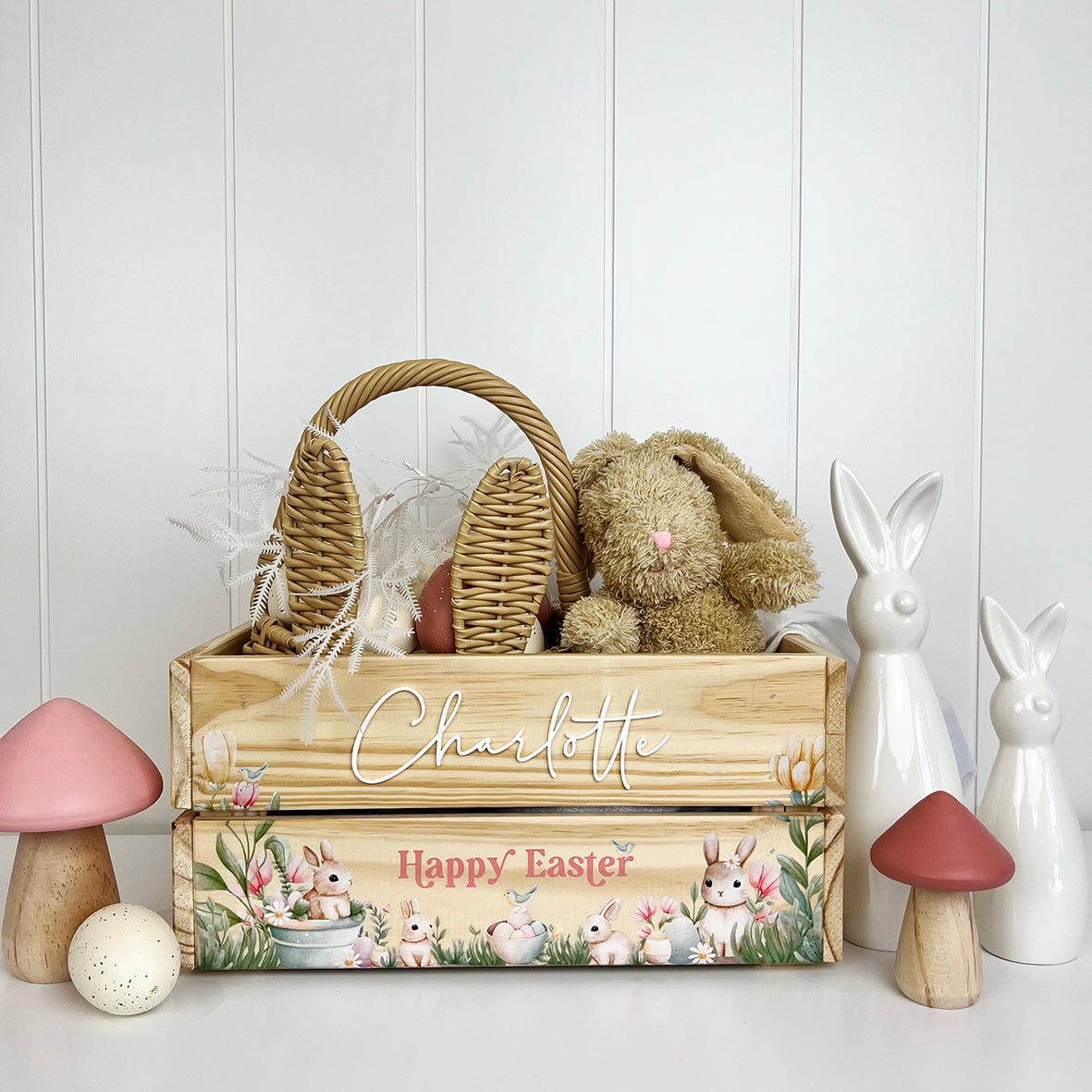 Personalised Cute Bunnies Easter Crate