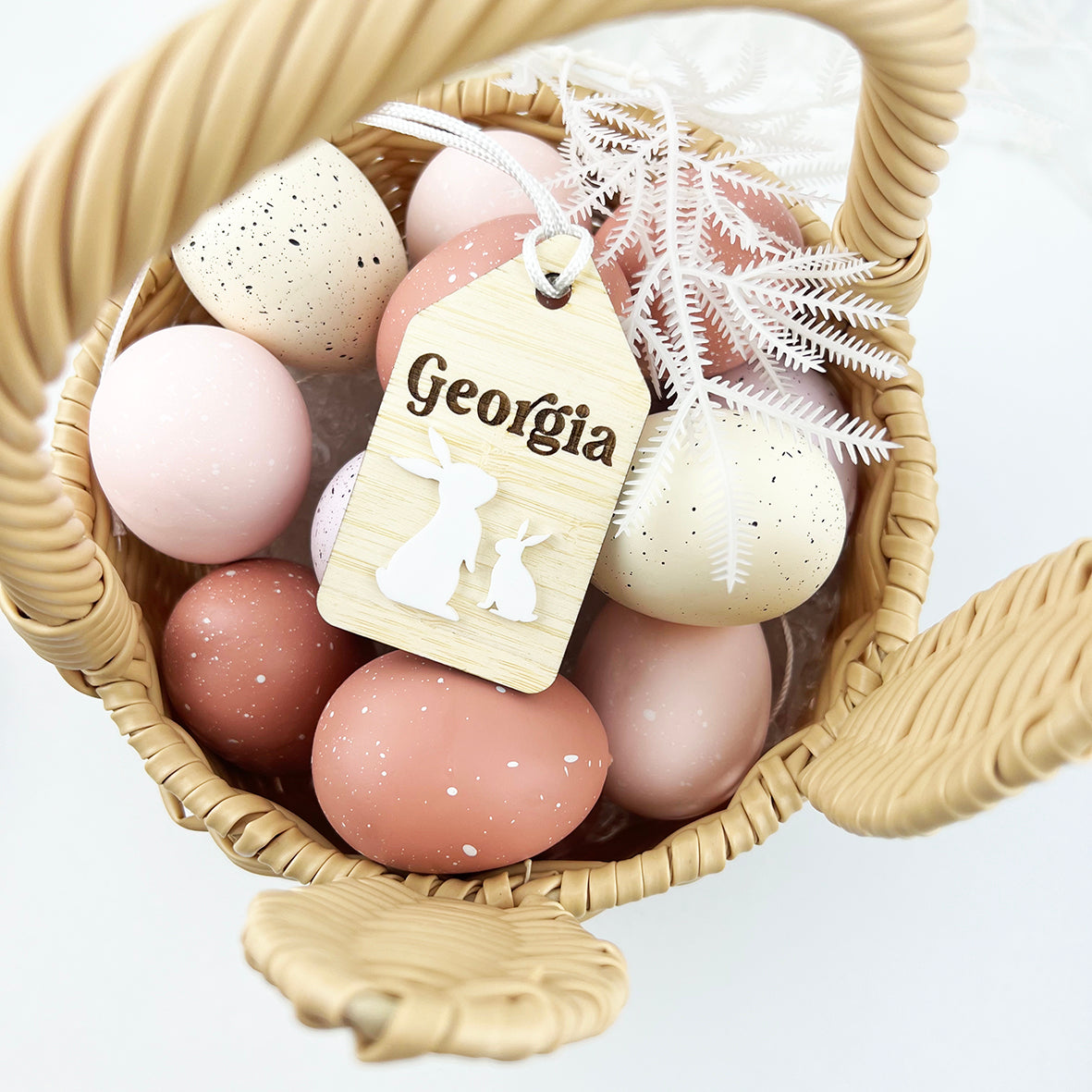 Cute Two Bunnies Easter Name Tag