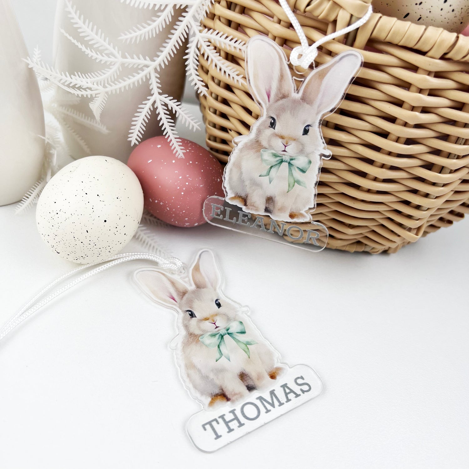 Cute Bow Tie Bunny Shape Name Tag