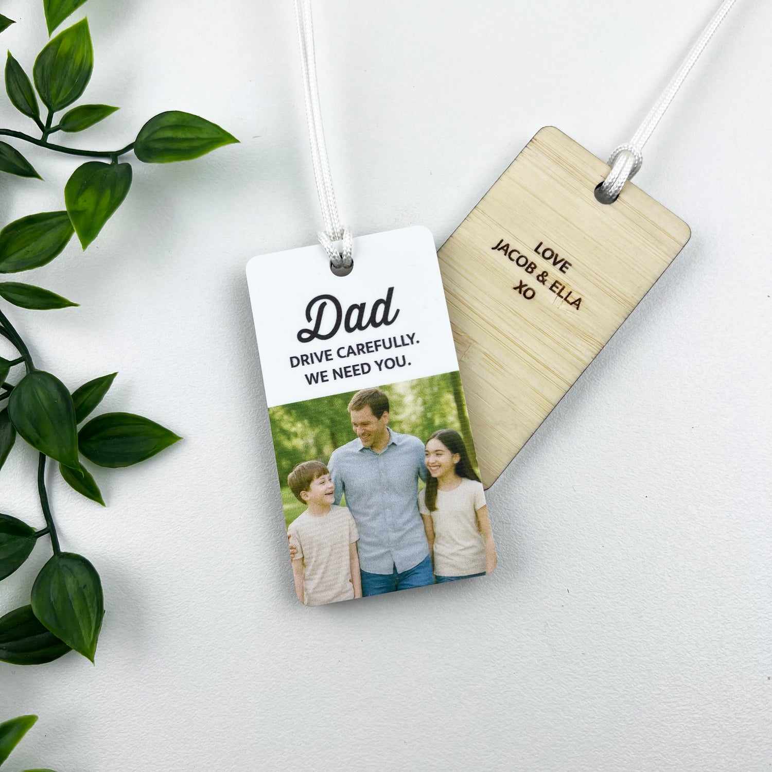 Double Sided Personalised Photo Car Mirror Tag