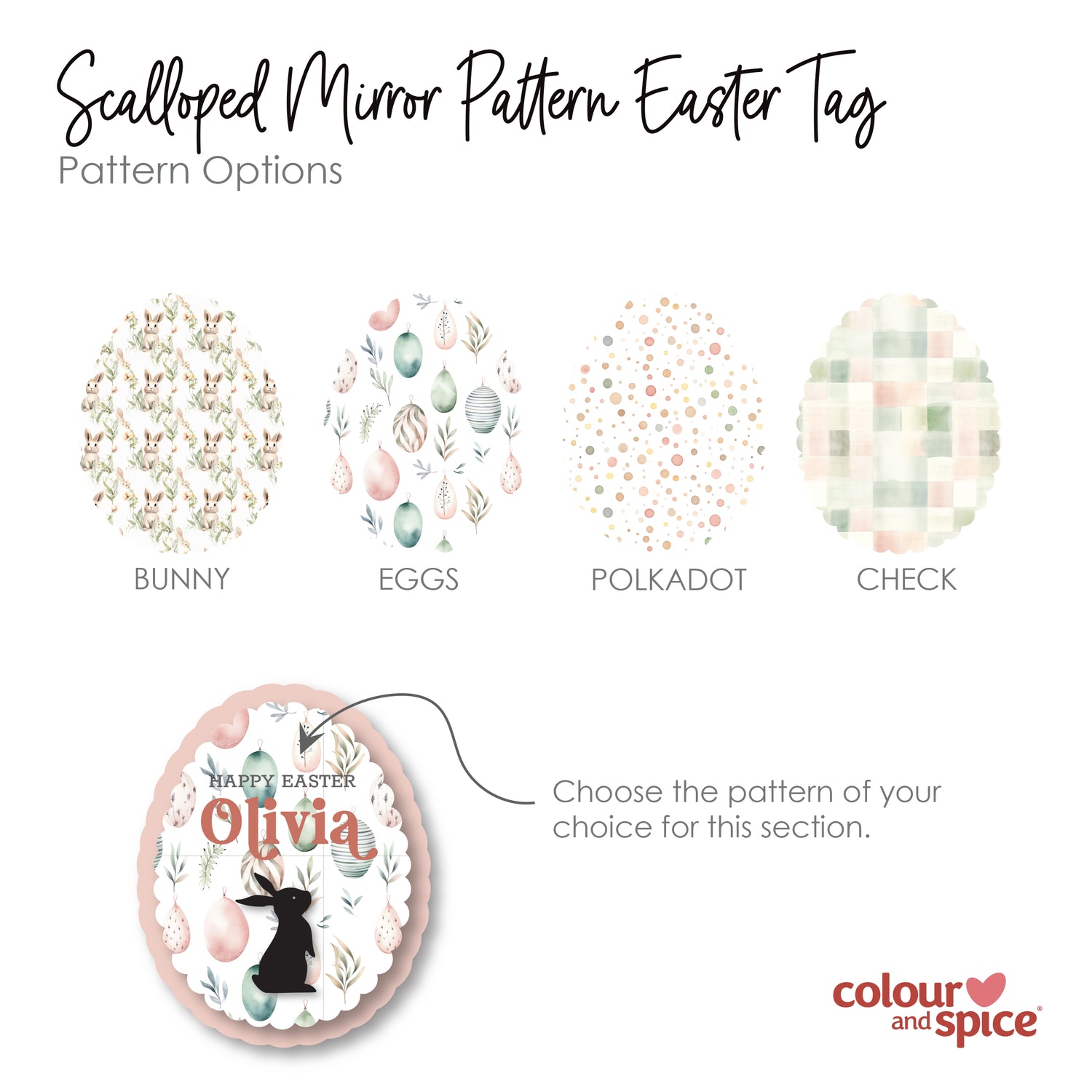 Luxe Scalloped Mirror Pattern Easter Ornament (various options)