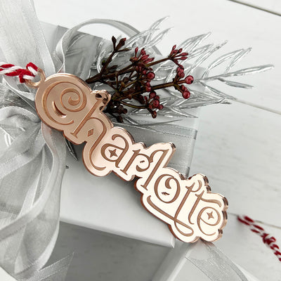 Mirror Festive Font Name Ornament (3 colours)