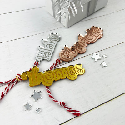 Mirror Festive Font Name Ornament (3 colours)