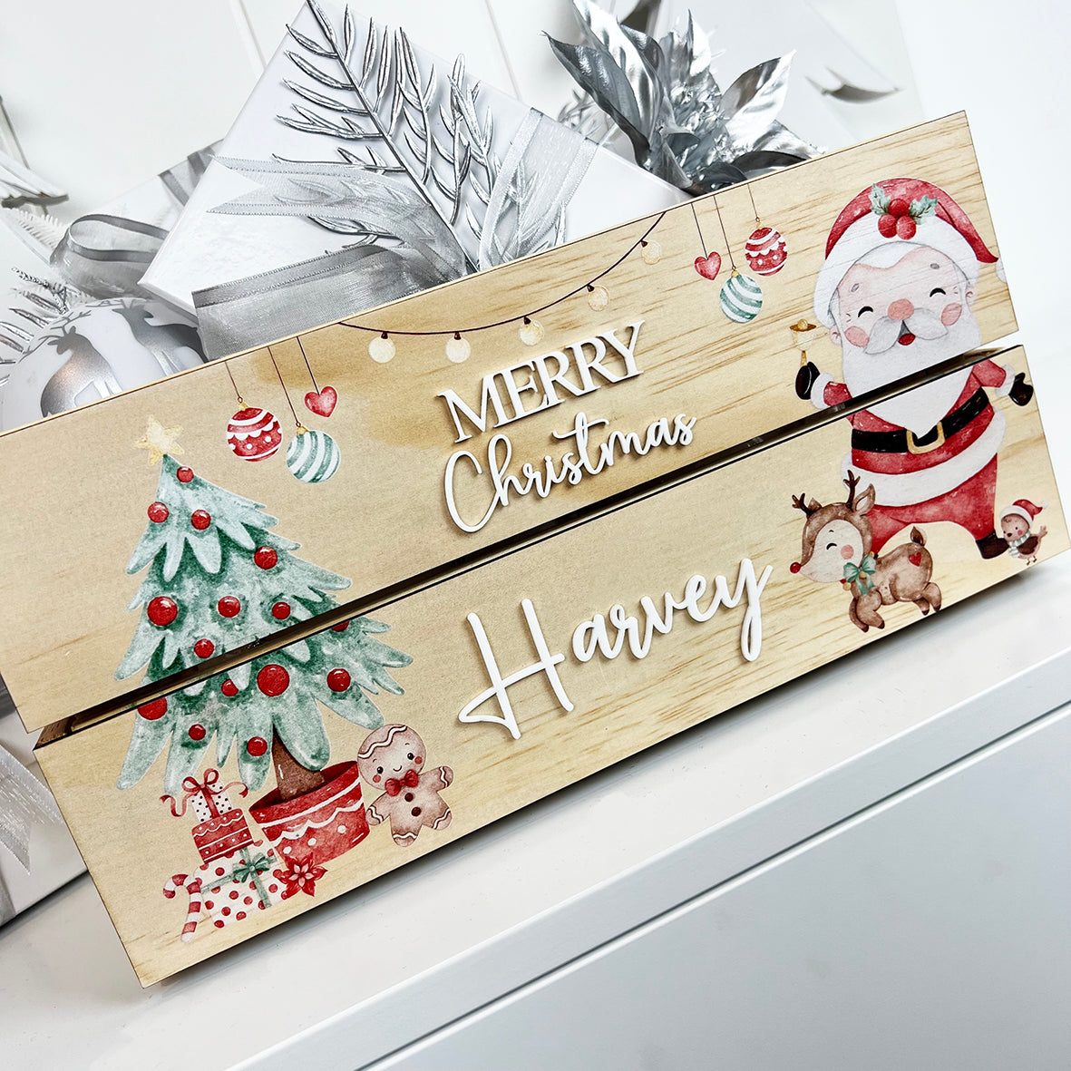 Personalised Happy Santa Christmas Crate