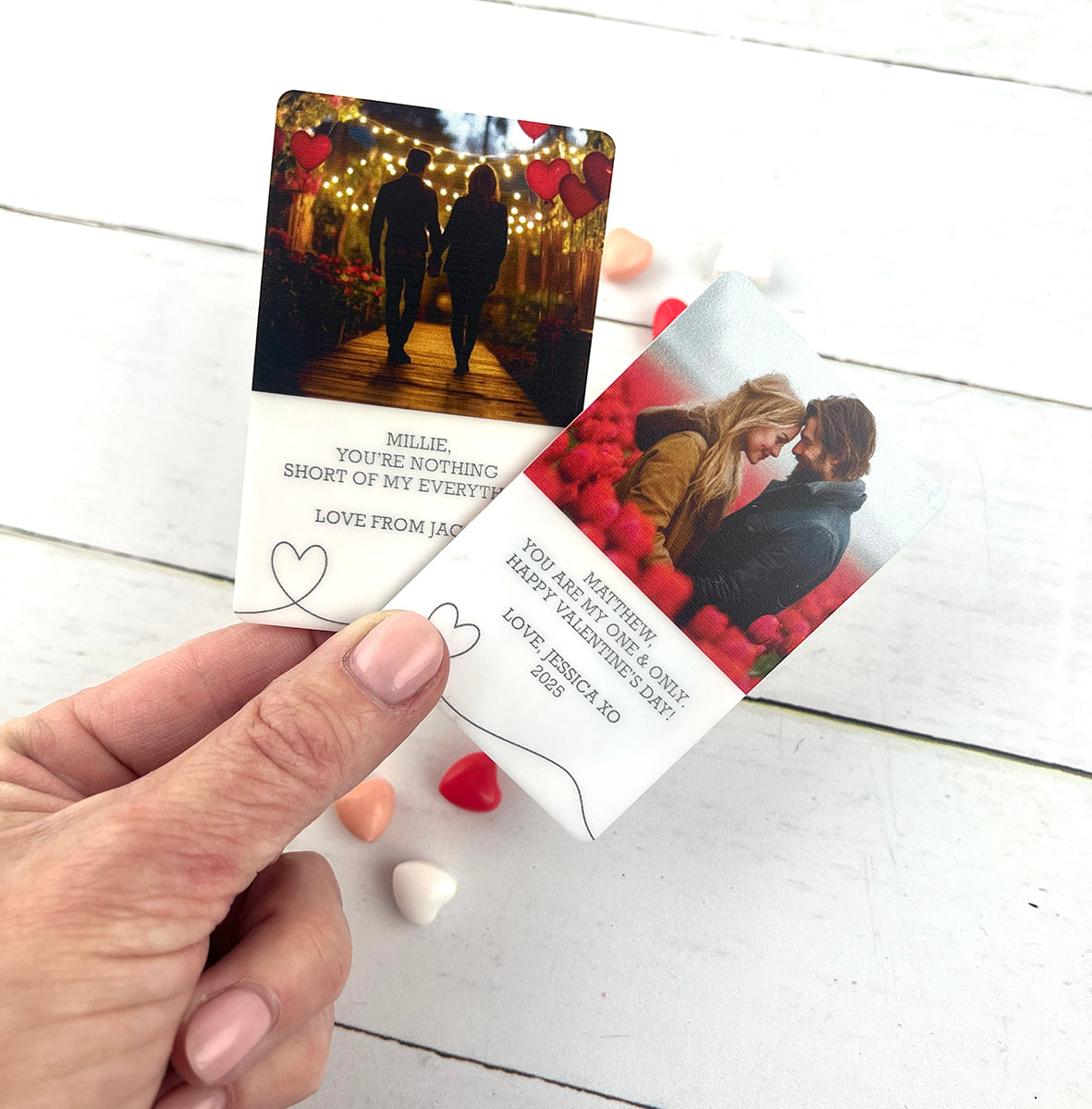 Personalised Love Heart Wallet Photo Card Insert