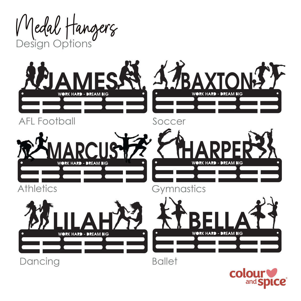 Personalised Medal Hanger (3 finishes, various designs)