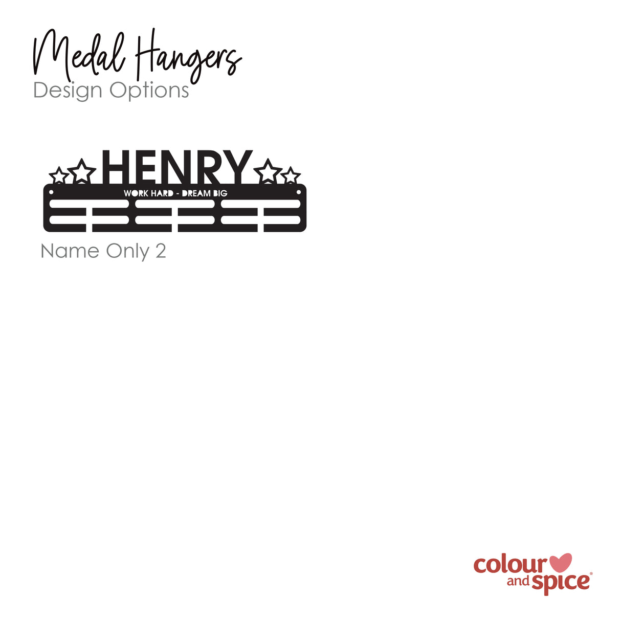 Personalised Medal Hanger - Single Design (3 finishes, various designs)