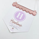 3D Monogram Birth Details Pennant Banner - Pink