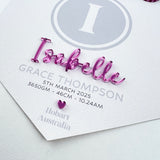 3D Monogram Birth Details Pennant Banner - Grey