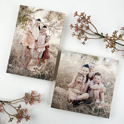 Set of 2 Personalised Square & Rectangle Wooden Photo Block
