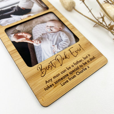 Personalised Bamboo Photo Hanger (2 photos)