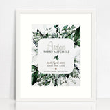 Mirror (Silver) Rainforest Spray 3D Personalised Birth Print