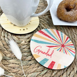 Double Sided Retro Star Burst Personalised Drink Coaster