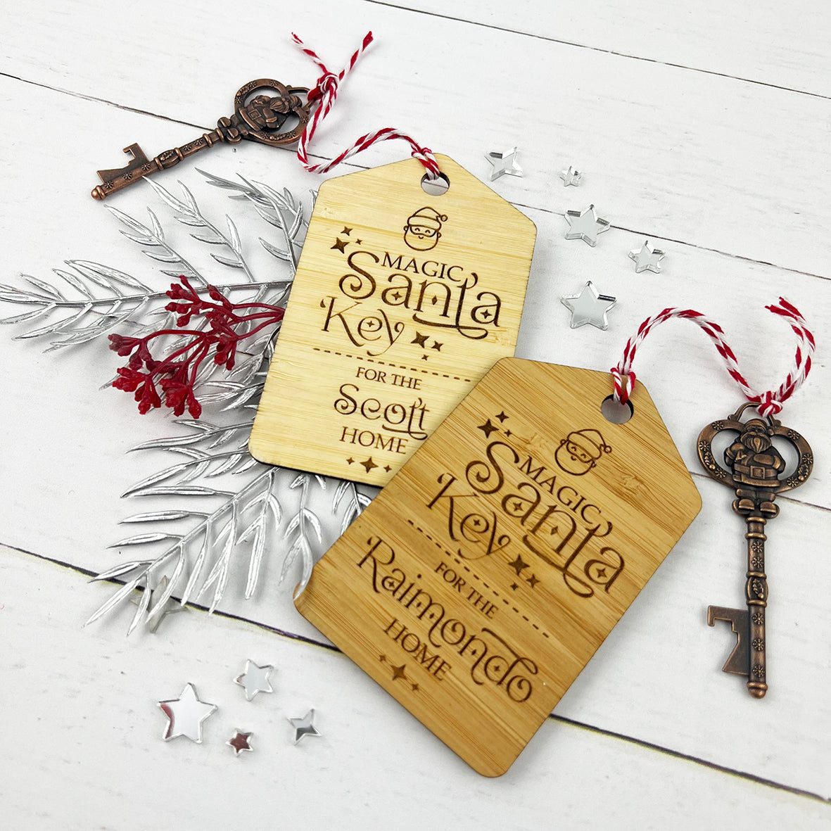 Santa Key Rings Santa's Magic Bamboo Key Ring and Key – Colour and Spice Pty Ltd