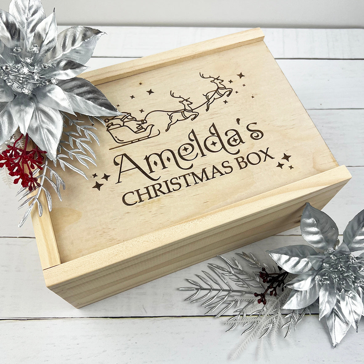 Personalised Santa's Sleigh Engraved Keepsake Box