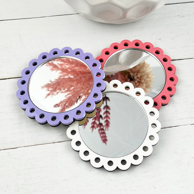 Personalised Scalloped Mirror With Message (3 colours)