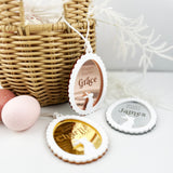 Scalloped Mirror Name Tag (3 colours)