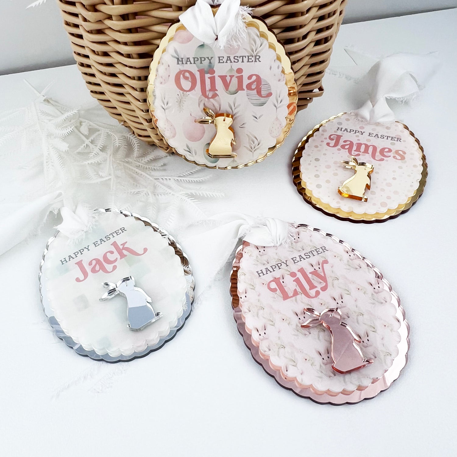 Luxe Scalloped Mirror Pattern Easter Ornament (various options)