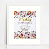 Mirror (Gold) Sweet Wildflowers Garden 3D Personalised Birth Print