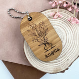 Double Sided Botanical Bamboo Keyring (2 designs)
