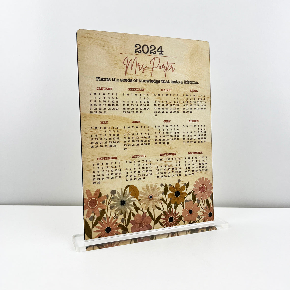 Teacher Flowers Calendar (with stand or magnets)