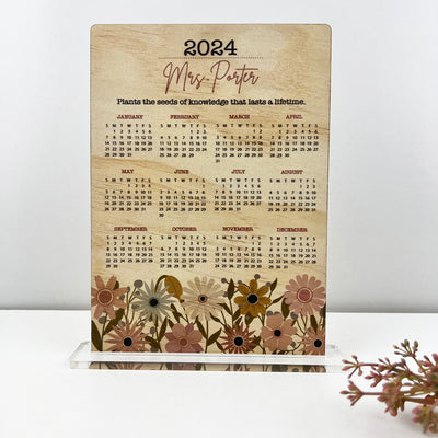 Teacher Flowers Calendar (with stand or magnets)