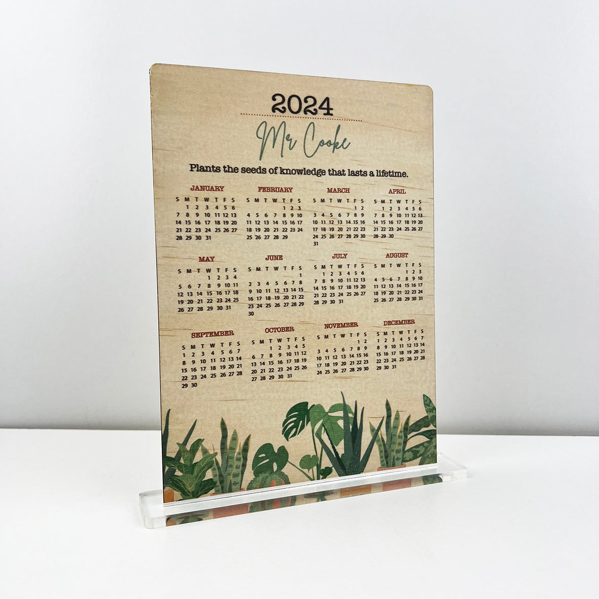 Teacher Pot Plants Calendar (with stand or magnets)