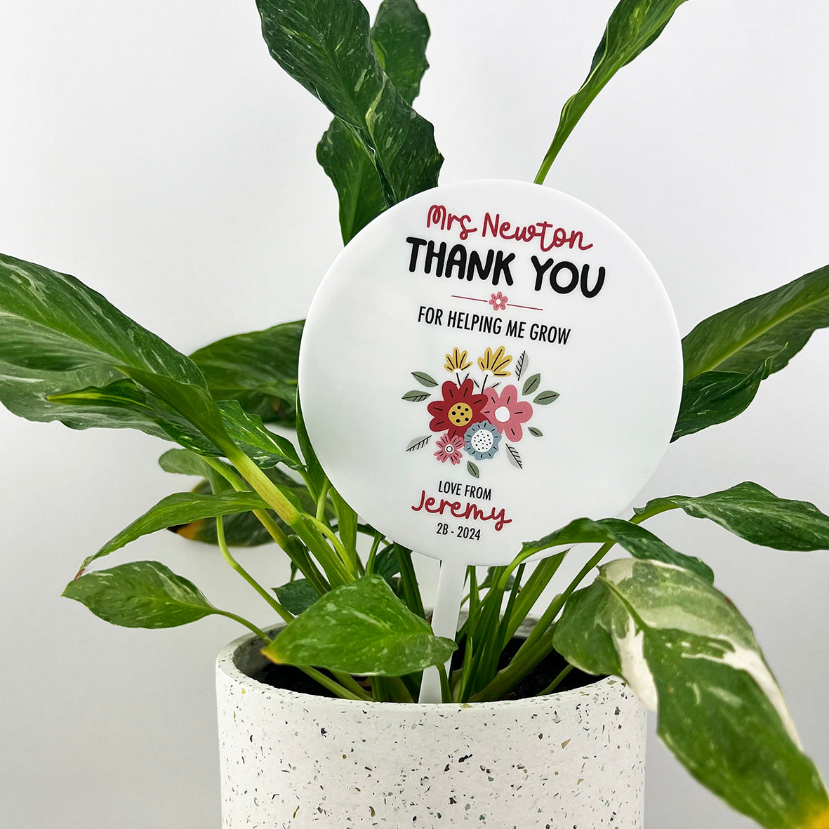 Thank You Floral Printed Planter Stick