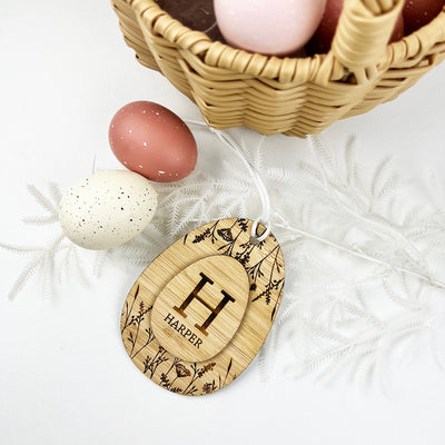 Botanical 3D Initial Easter Name Tags