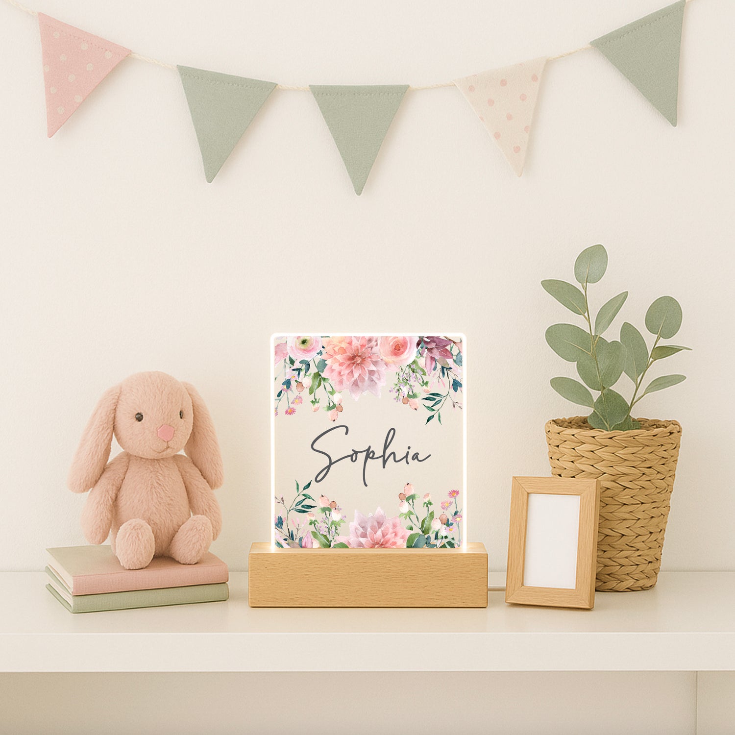 Vintage Flowers Personalised Night Light