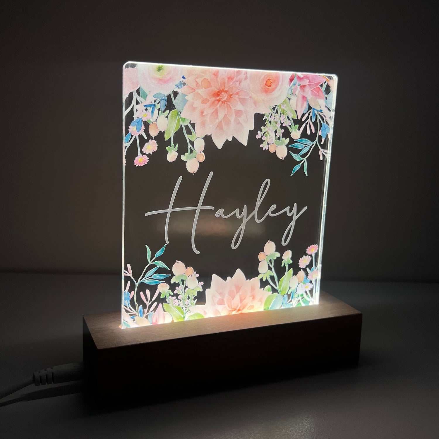 Vintage Flowers Personalised Night Light