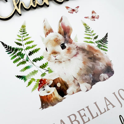 Woodland Babies Rabbit Birth Print (6 colours)