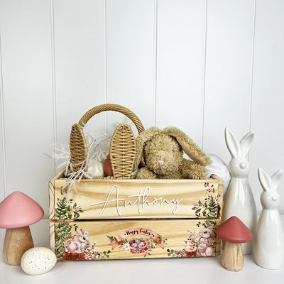Personalised Woodland Bunnies Easter Crate