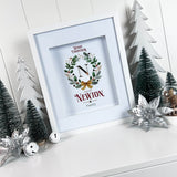 Wreath & Bow 3D Mirror Personalised Christmas Print (3 colours)