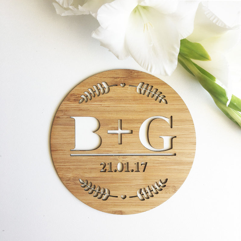 Leaves Initial and Wedding Plaque