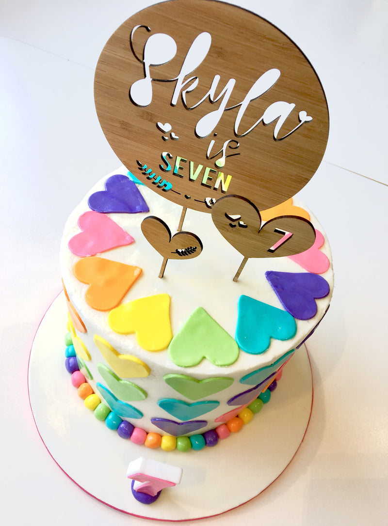 Girls Heart Cake Toppers - set of 3