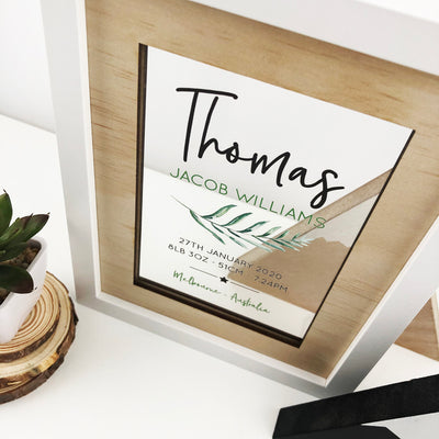 Personalised Fern Birth Details Acrylic Frame