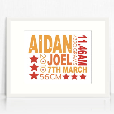 Aidan Text Birth Print