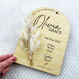 Dried Flower Bouquet Birth Details Arch & Stand