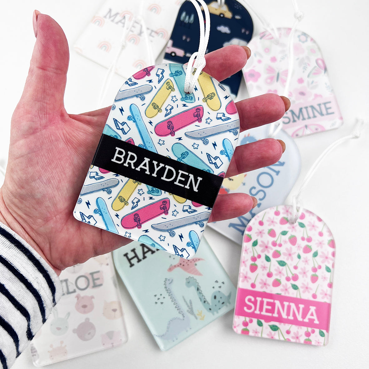 SALE! Arched Full Colour Bag Tags (names shown only)