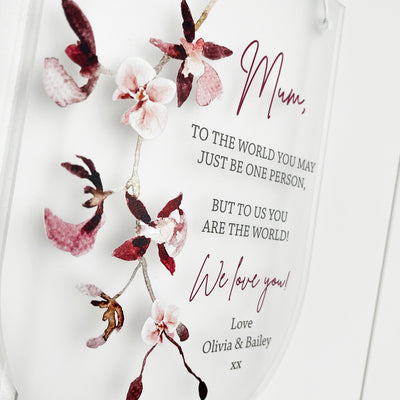 Orchid Arched Personalised Wall Plaque